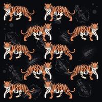 tigers and leafs pattern vector