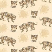 leopards and leafs pattern vector