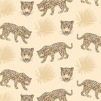 leopards and leafs pattern vector