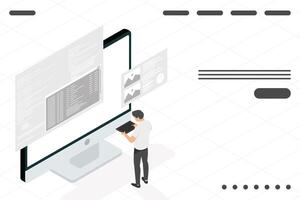 desarrollador de software en el escritorio vector