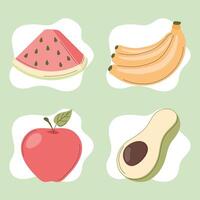 four healthy fruits vector