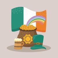 ireland flag and icons vector