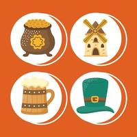 four ireland culture icons vector