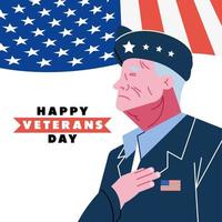 happy veterans day postcard vector