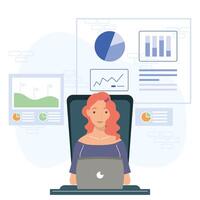 female developer using laptop vector