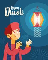 postal de celebración de feliz diwali vector