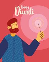 happy diwali celebration card vector