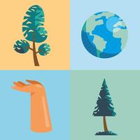 four environment nature icons vector