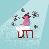 stressed woman cartoon on chair vector