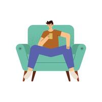 man drinking beer in couch vector