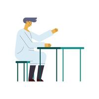 man scientist at desk vector