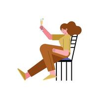 woman drinking cocktail vector