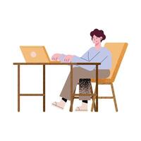 Man with laptop working vector