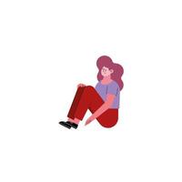 stressed woman sitting vector