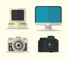 iconos de tecnología de gadgets de diseño plano vector