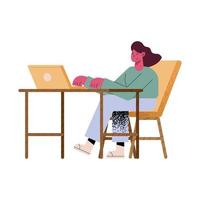 woman with laptop working vector