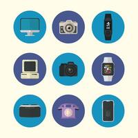 flat design gadgets technology icons vector