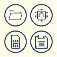 iconos de tecnología de gadgets de diseño plano vector