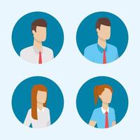 business people characters round icons vector