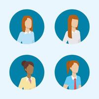 business people characters round icons vector