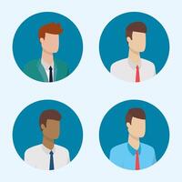 business people characters round icons vector