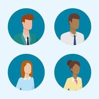 business people characters round icons vector