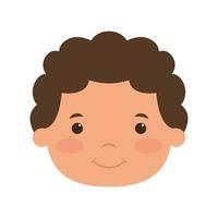 cute little boy head comic character vector