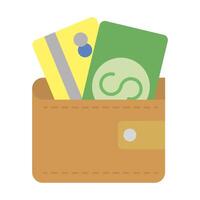 wallet with credit card and bill money vector