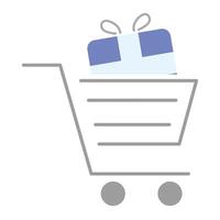 shopping cart with gift box present vector