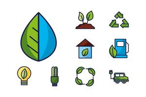 diseño de vector de conjunto de iconos de eco aislado