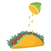 delicious mexican tacos with lemon citrus vector