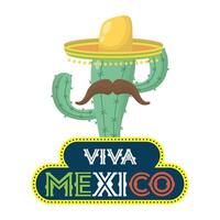 cactus mexicano con sombrero tradicional y bigote vector