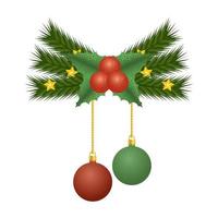 happy merry christmas balls with wreath decoration vector