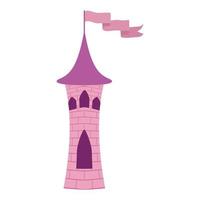 princesa rosa torre castillo con bandera vector