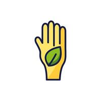 Diseño vectorial de icono de hoja y mano aislado vector