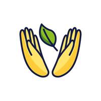 Isolated leaf and hands icon vector design