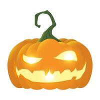 halloween pumpkin lamp with face character vector