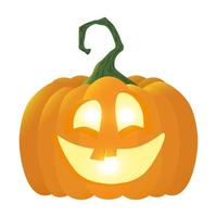 halloween pumpkin lamp with face character vector