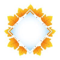 autumn square frame with leafs decoration vector