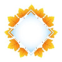 autumn square frame with leafs decoration vector