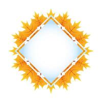 autumn square frame with leafs decoration vector