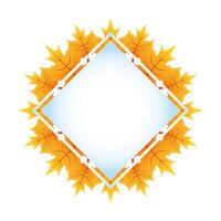 autumn square frame with leafs decoration vector