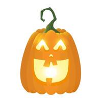 halloween pumpkin lamp with face character vector