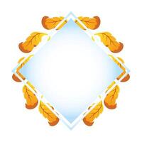 autumn square frame with leafs decoration vector