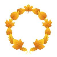 autumn circular frame with leafs decoration vector