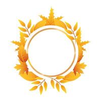 autumn circular frame with leafs decoration vector