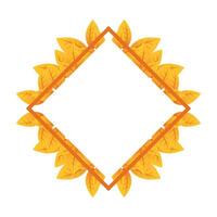 autumn square frame with leafs decoration vector