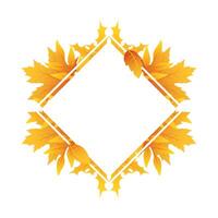 autumn square frame with leafs decoration vector