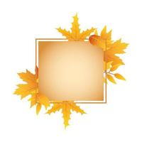autumn square frame with leafs decoration vector