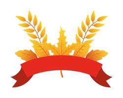 autumn branch with leafs and ribbon decorative crown vector